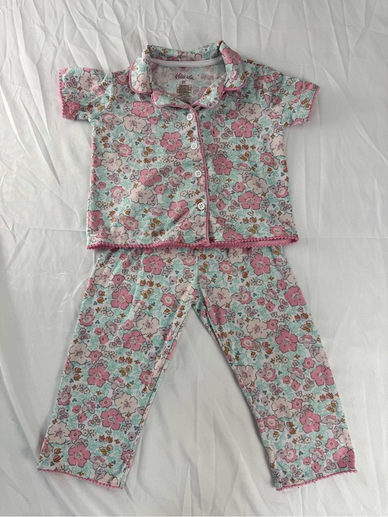 floral threads Other - Girls Pink & Mint Floral Short-Sleeve Pajama Set